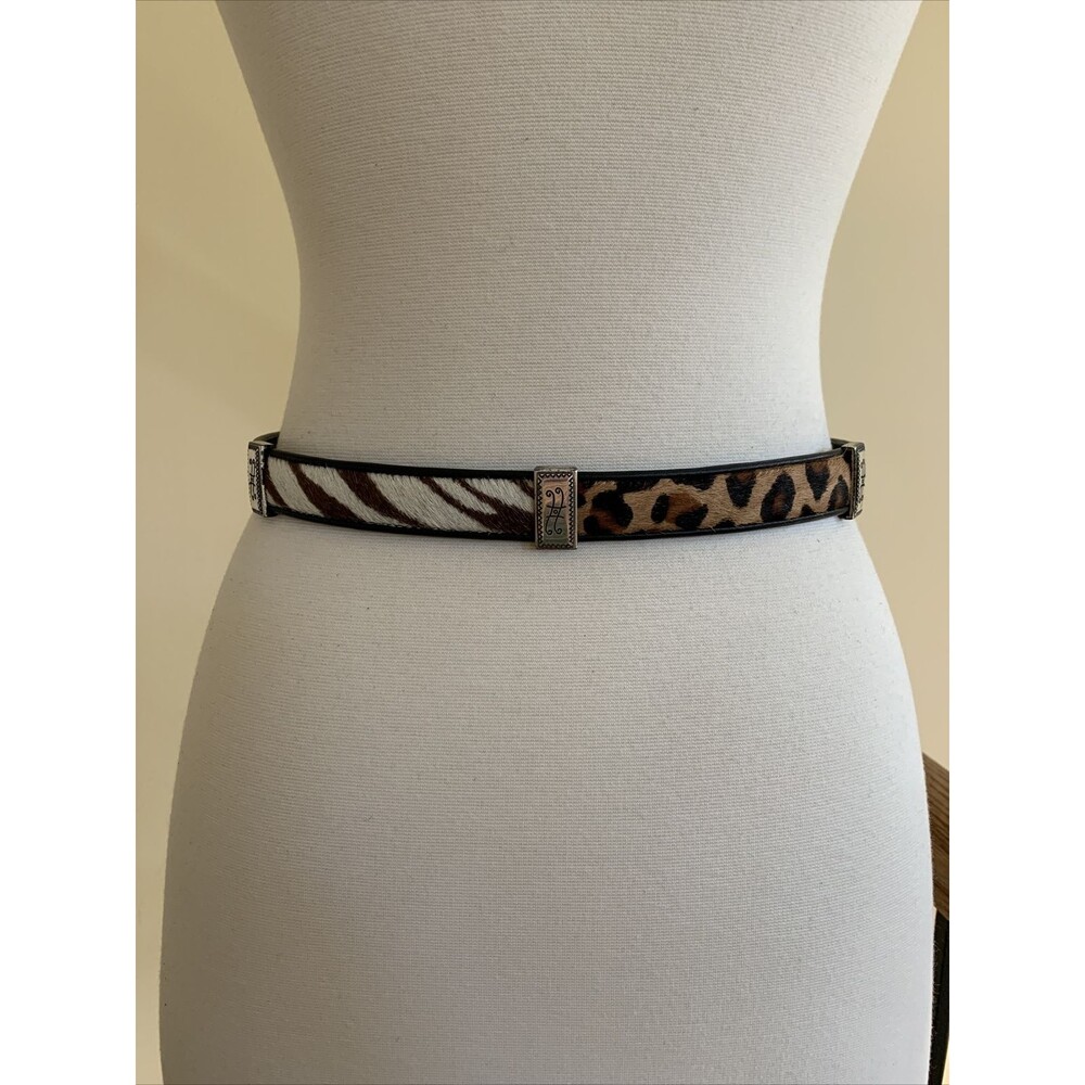 Brighton Women's Cheetah Zebra Fur/Leather Belt Silver Buckle/Trim # 03903 Sz 28 - Picture 3 of 7